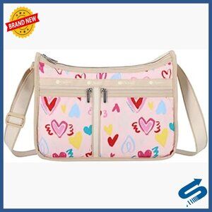 Deluxe Crossbody Bag with Cosmetic Bag, Nylon, Adjustable Strap, Travel Purse